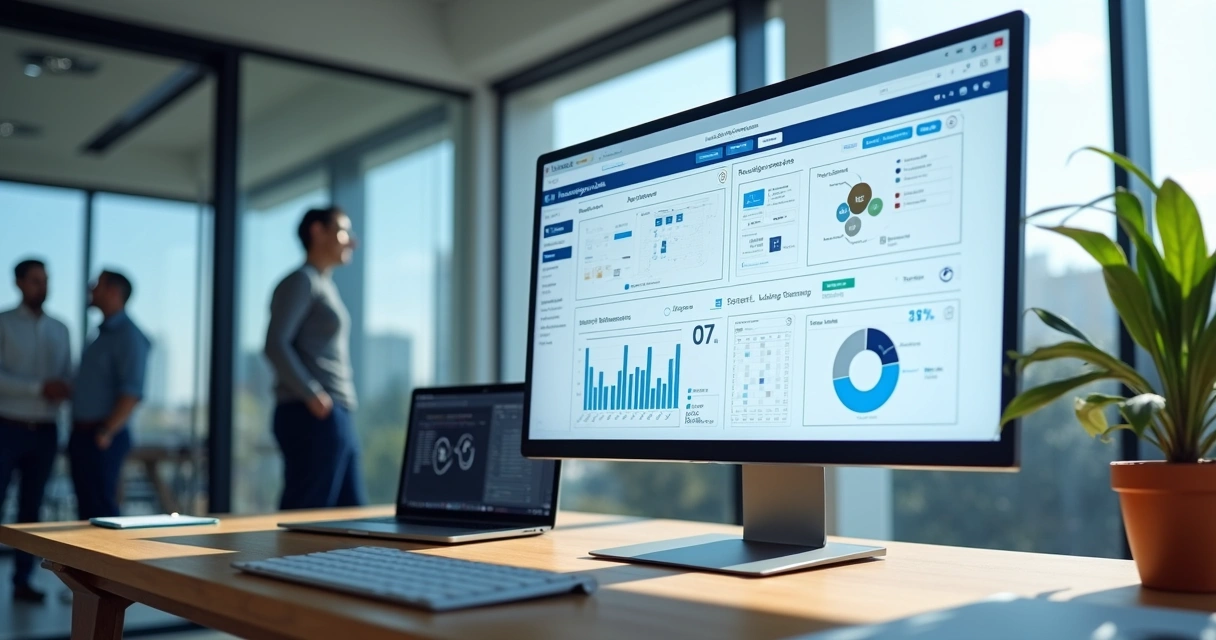 Dashboard corporativo mostrando integração do Microsoft 365 com vários sistemas em nuvem
