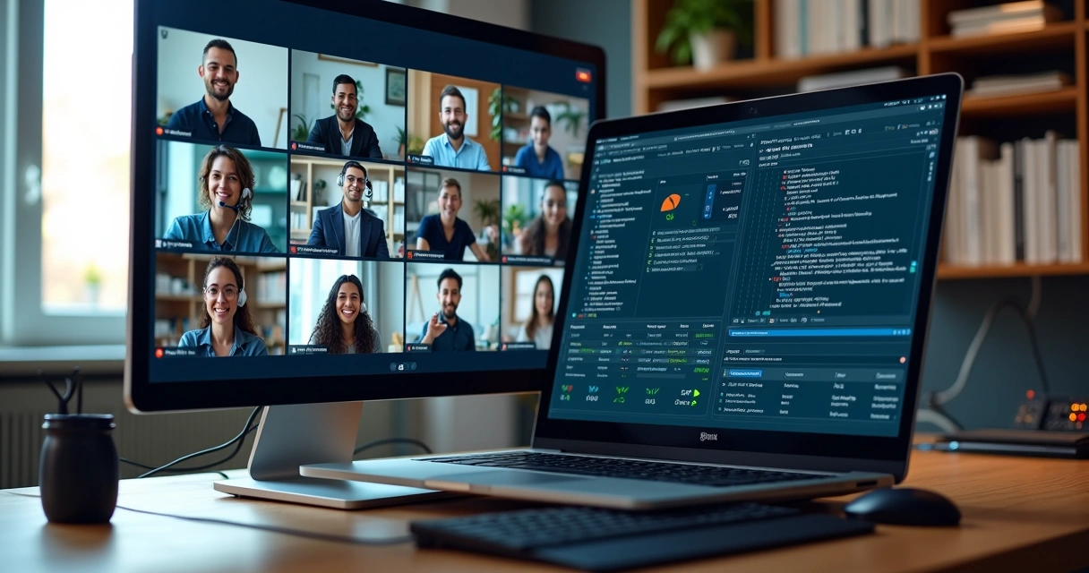 Equipe de TI em videoconferência oferecendo suporte remoto a colaboradores em home office